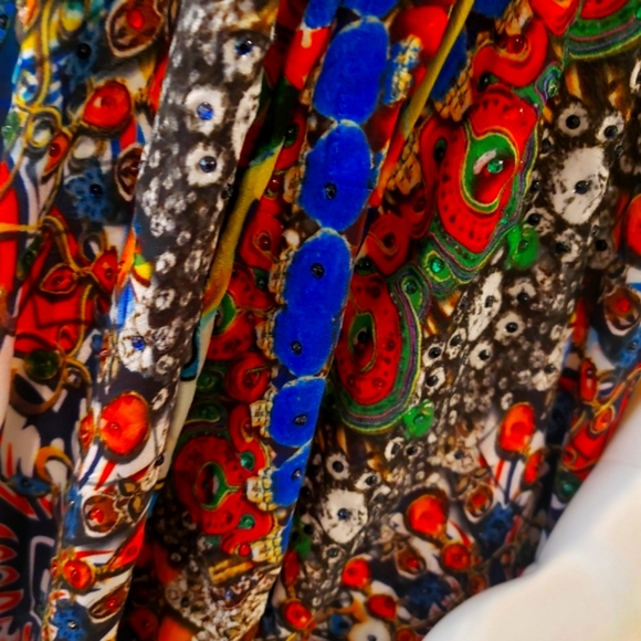 **LAST ONE**MANISH VAID Spanish Tiles Silk Emb. Prt. Hi-Lo Dress OS NWT - Picture 2 of 8